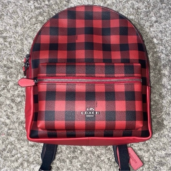 Red Checkered Coach Backpack - Picture 2 of 10